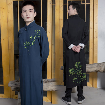 Chinese Style Traditional Men Qipao Robes Loose Blouse Gown Oriental Clothing  T-shirt Tang Suit Hanfu Long Dress Outfits