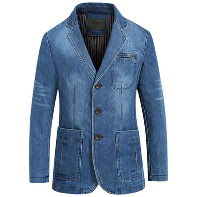 Popular Suit Jacket Solid Color Cool Slim Fit Pure Color Denim Jacket Denim Jacket  Denim Blazer