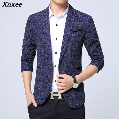 2021 New Spring Autumn thin Casual Men Blazer Cotton Slim England Suit Blaser Masculino Male Jacket Blazer Men Size S-5XL Xnxee