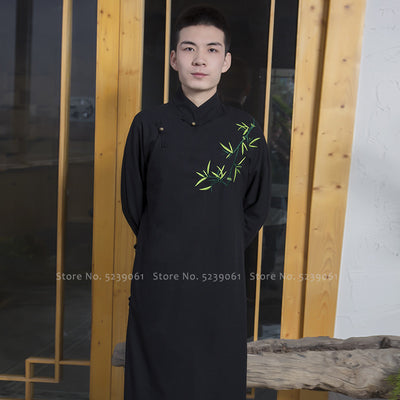 Chinese Style Traditional Men Qipao Robes Loose Blouse Gown Oriental Clothing  T-shirt Tang Suit Hanfu Long Dress Outfits