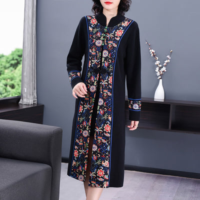 Women&#39;S Clothing 2021 Autumn Dress Women Warm Winter Dress Chinese Style Long Dress For Women Long Sleeve Vintage Robe 11571