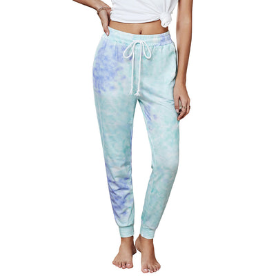 SEBOWEL Fashion Tie Dye Print Women&#39;s Jogger Pants Casual Female Elastic High Waist Trousers Ladies Slim Gradient Pants S-XL